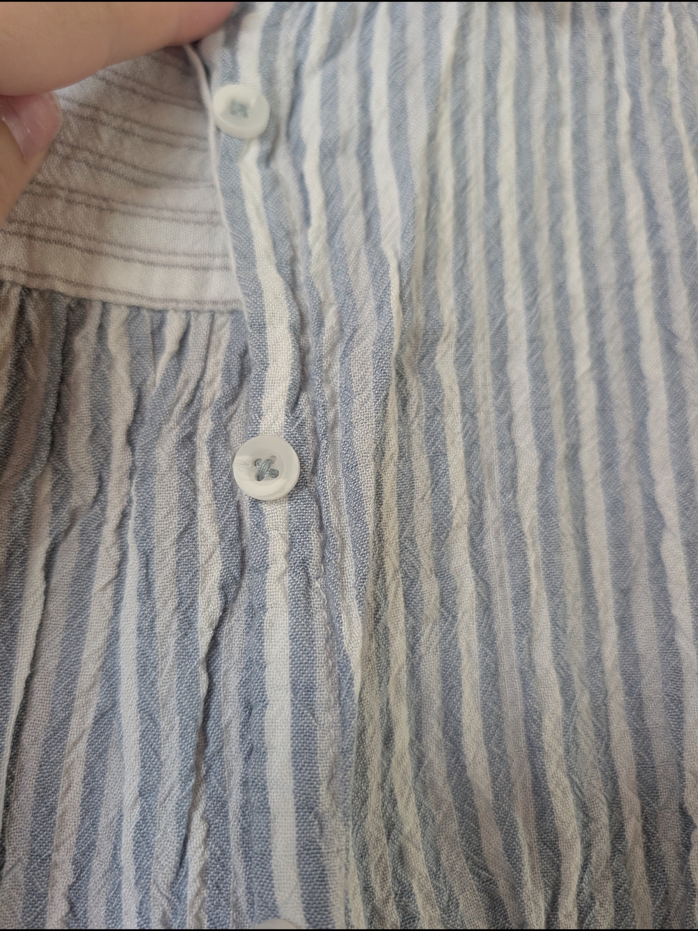 Jane and Delancey Light Blue and White Striped Button Shirt - Picture 6 of 7